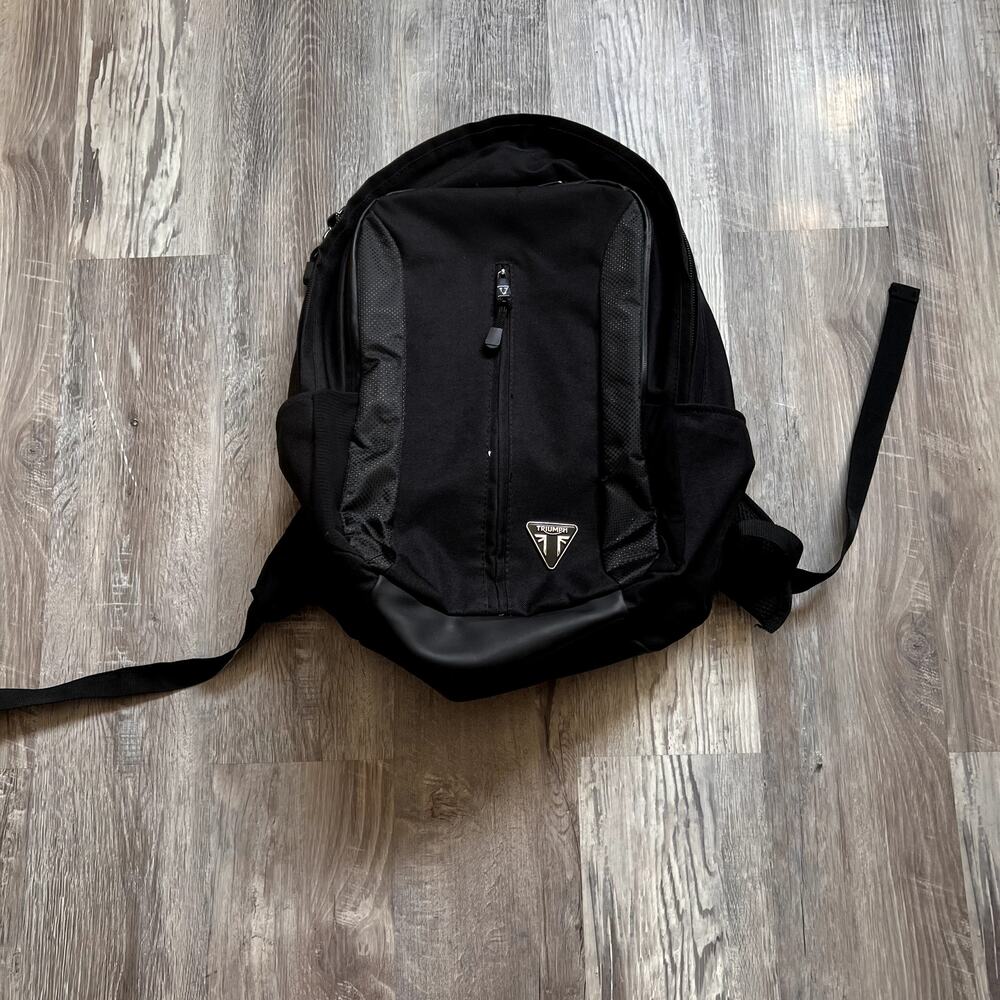TRIUMPH Motorcycle Black Backpack Laptop Bag Padded Straps Multi Pocket